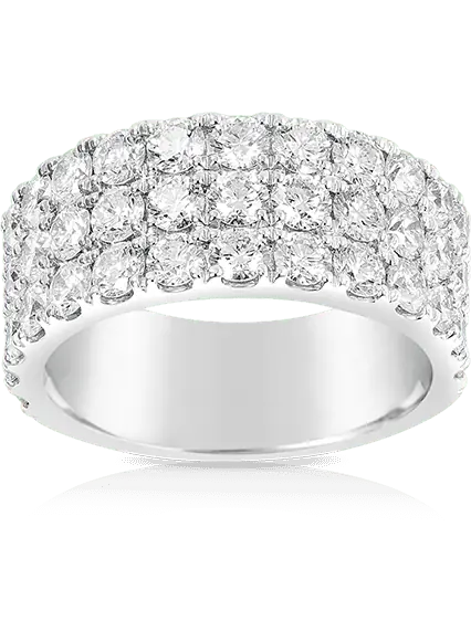 ring with 3 rows of diamonds along the band
