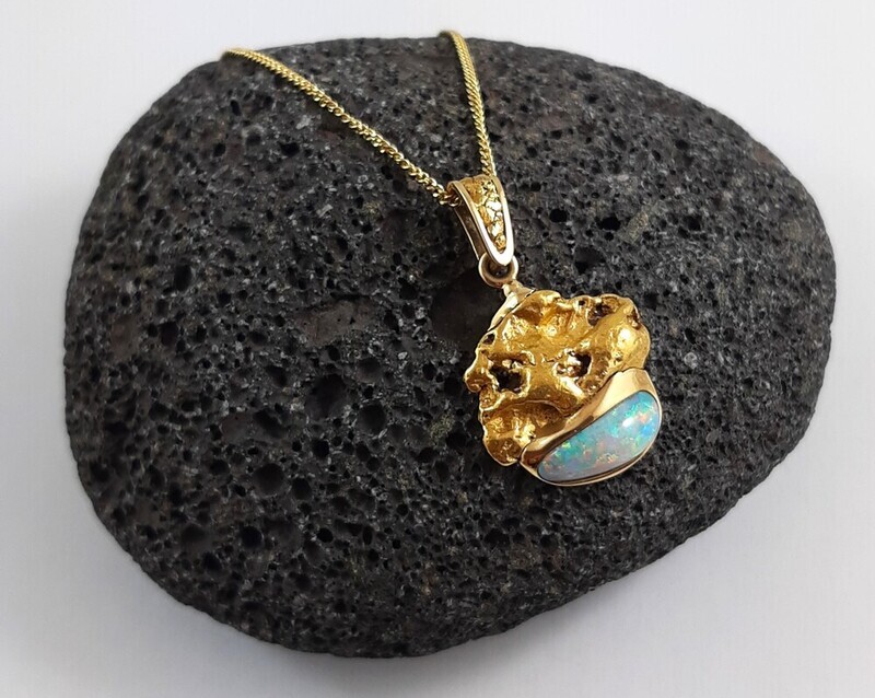 Australian opal and reef nugget pendant