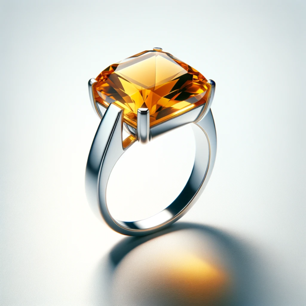 Large citrine on a ring, facing upwards