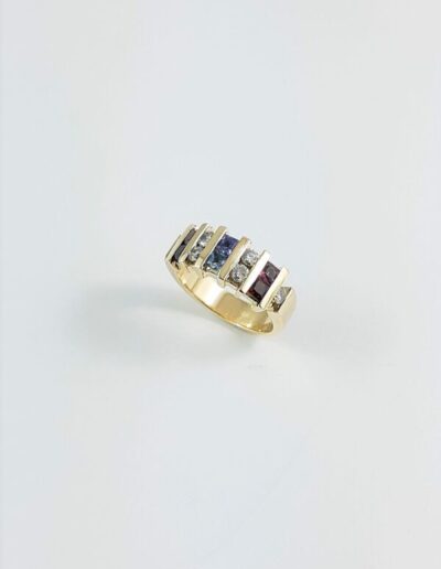 10KY Family Channel Ring with Birthstones