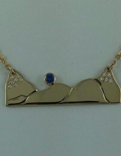 Mountain Necklace with Sapphire and Diamonds