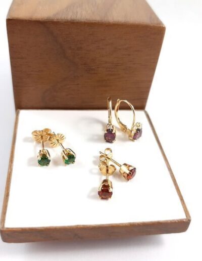 Tsavorite Rhodolite Red Garnet Earrings