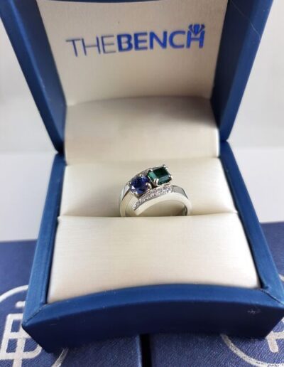 14KW Ranzanite Emerald Diamond Bypass Ring