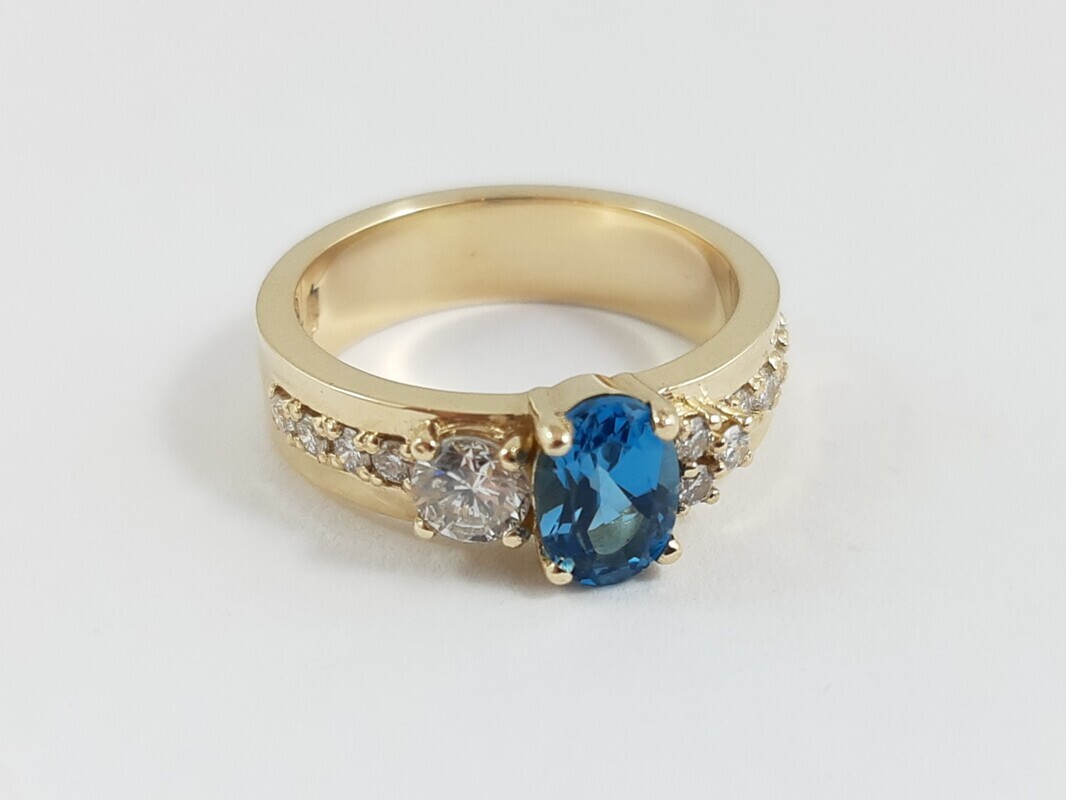 blue topaz and diamond ring