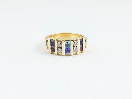 10KY Family Channel Ring with Birthstones