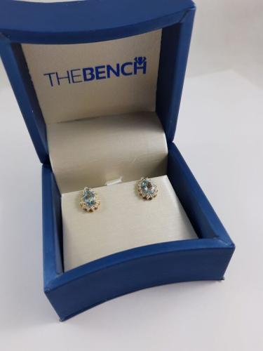 18KY Aquamarine  Diamond Earrings