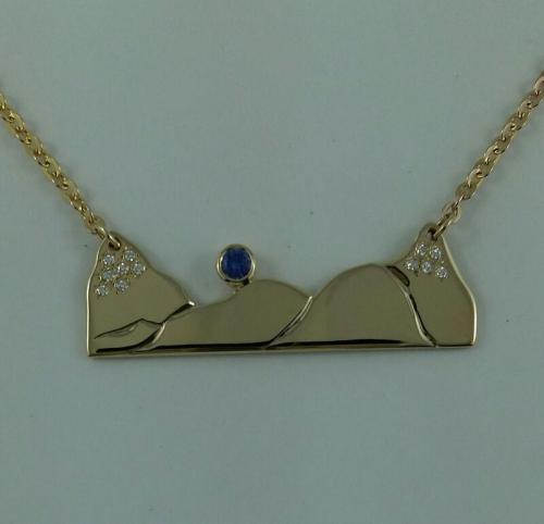 Mountain Necklace with Sapphire and Diamonds