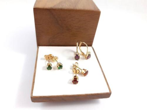 Tsavorite Rhodolite Red Garnet Earrings