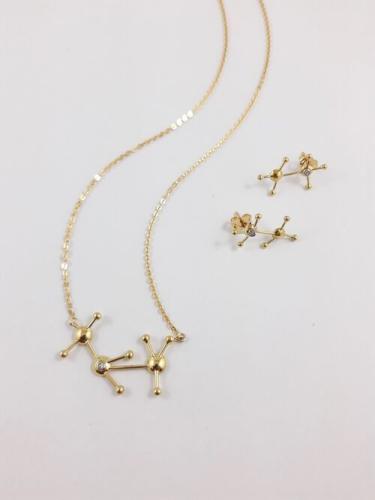 18KY Molecule Pendant Earring Set