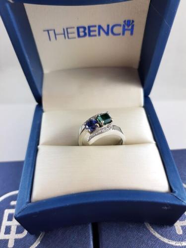 14KW Tanzanite and Emerald Diamond Bypass Ring
