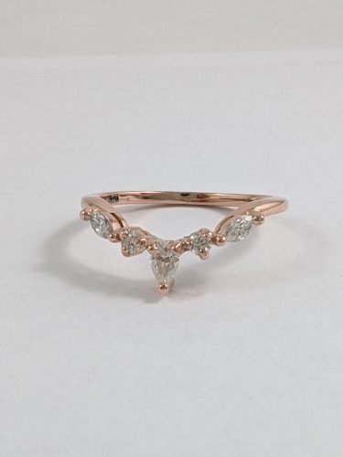 14K Rose Gold Moissanite Contour Wedding Band