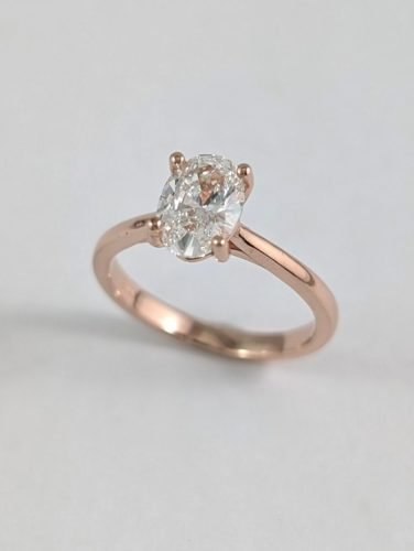 14K Rose Gold Oval Brilliant Solitaire Ring