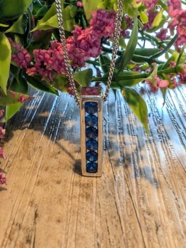 14KW Sapphire Bar Pendant