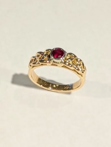 14KY Celtic Braid Ruby Ring