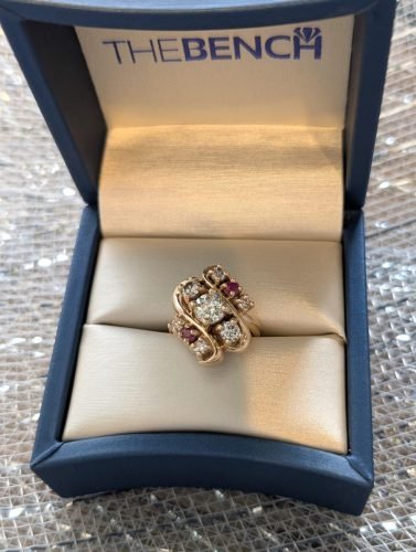 14KY Diamond and Ruby Ring