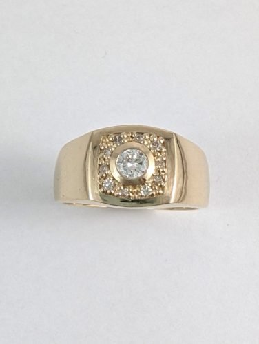 14KY Diamond Bezel and Pave Ring