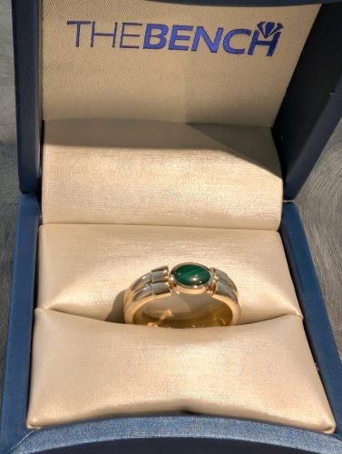 14KY Malachite Double-Band Ring