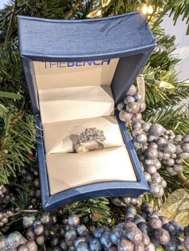 Platinum Three-Oval Stone Ring